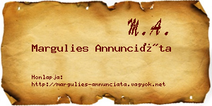 Margulies Annunciáta névjegykártya
